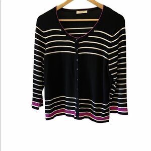PRECISE Petite Striped Black Fitted Cardigan L